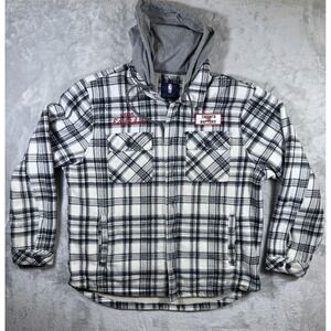 Toronto Raptors Jacket Mens XXL Black White NBA Basketball Plaid Hooded Sherpa